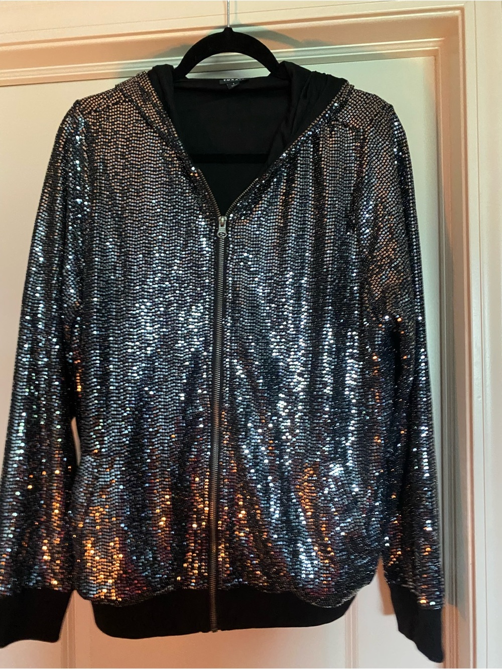 Torrid Black Silver Sequin Zip Up Hoodie Jacket Plus Size